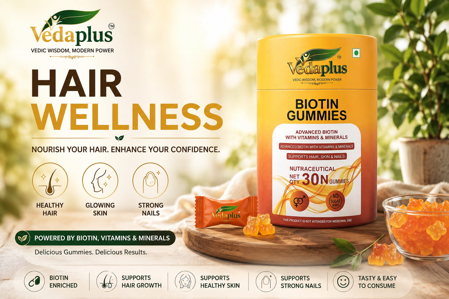 Hair Wellness: Nourish Your Hair from Within with Vedaplus Biotin Gummies