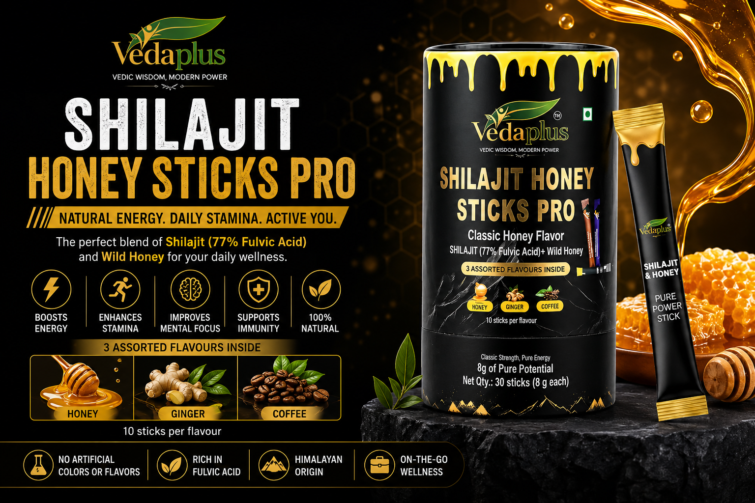 Shilajit Honey Sticks Pro: A Convenient Ayurvedic Energy Boost for Modern Lifestyles