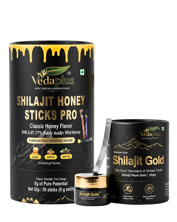 Vedaplus Himalayan Shilajit & Wild Honey Sticks | Daily Wellness Support